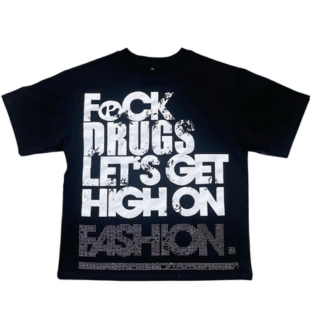 Black "F*CK DR*GS" Tee